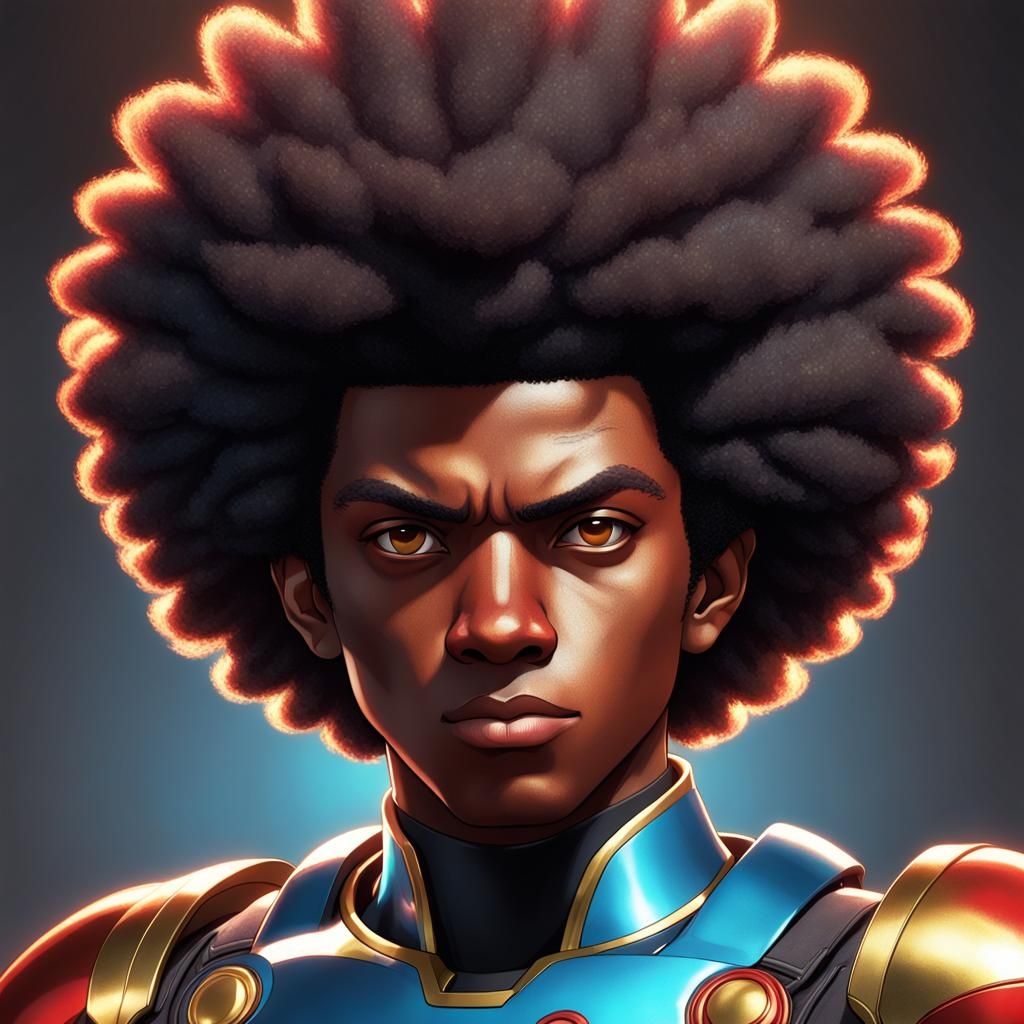 MegaMan Portrait of Black Teenage Male in Artgerm Style