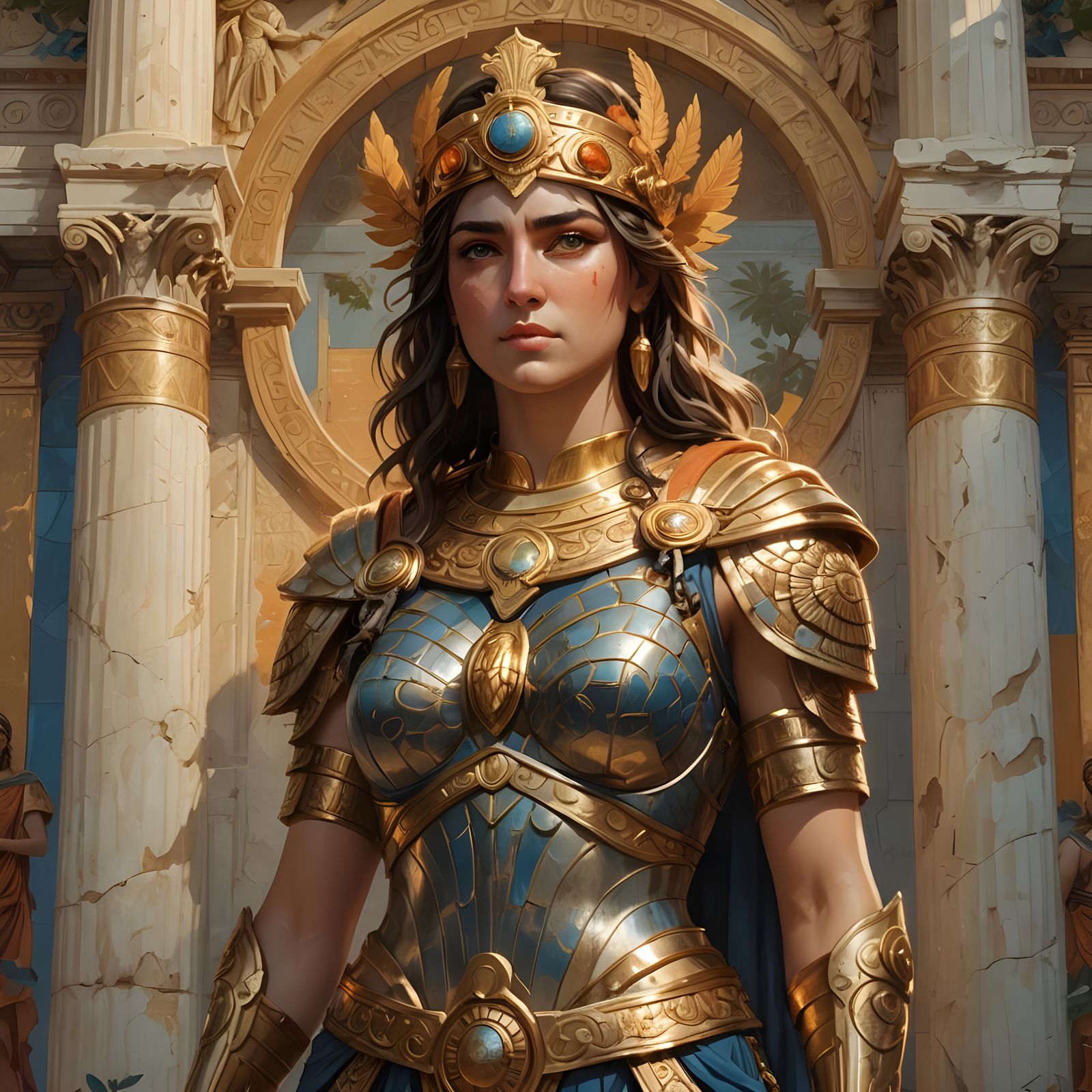 Athena: Goddess of Wisdom in Detailed Matte Painting