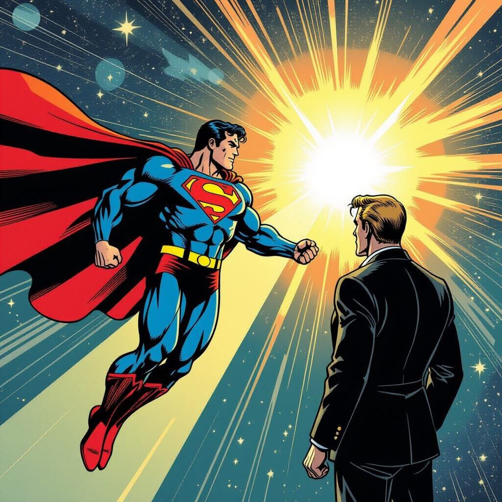 1917 Hercules Superman in Black Costume Meets Blonde in Deep...