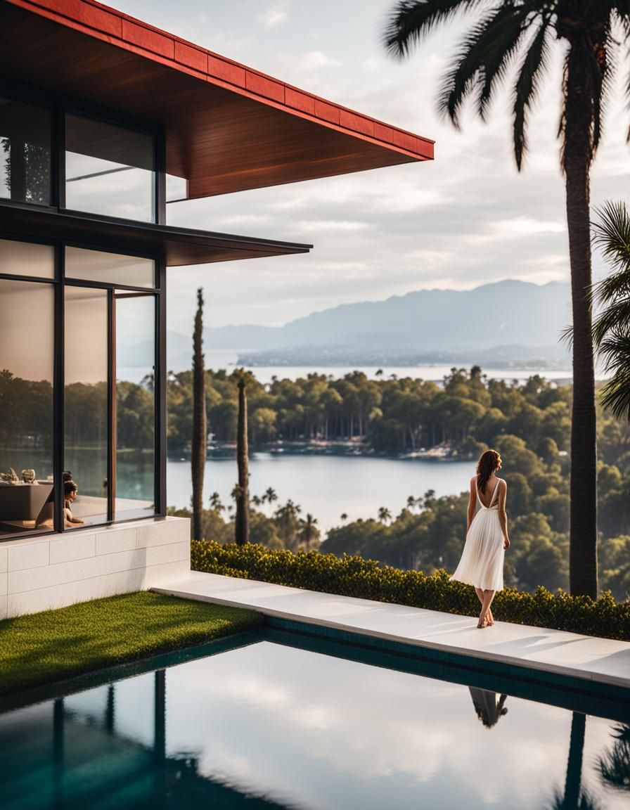 Mid-Century Modern Home with Infinity Pool: Sharp Focus