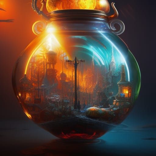 Chaos in a Jar: Detailed Digital Art
