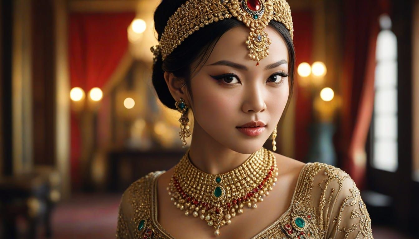 Exotic Dancer in Ornate Attire for Emperor