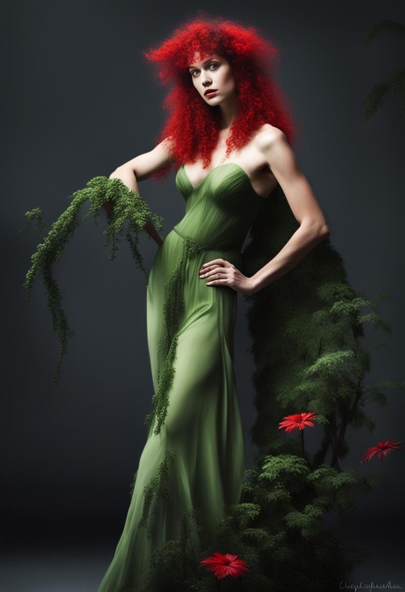 Lush Holly Forest in Green and Red