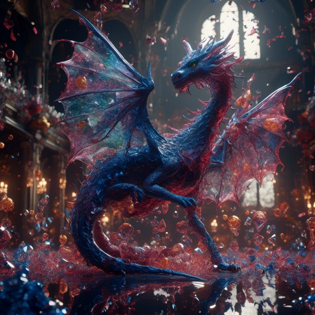 Glass Dragon in Detailed Matte Painting Style