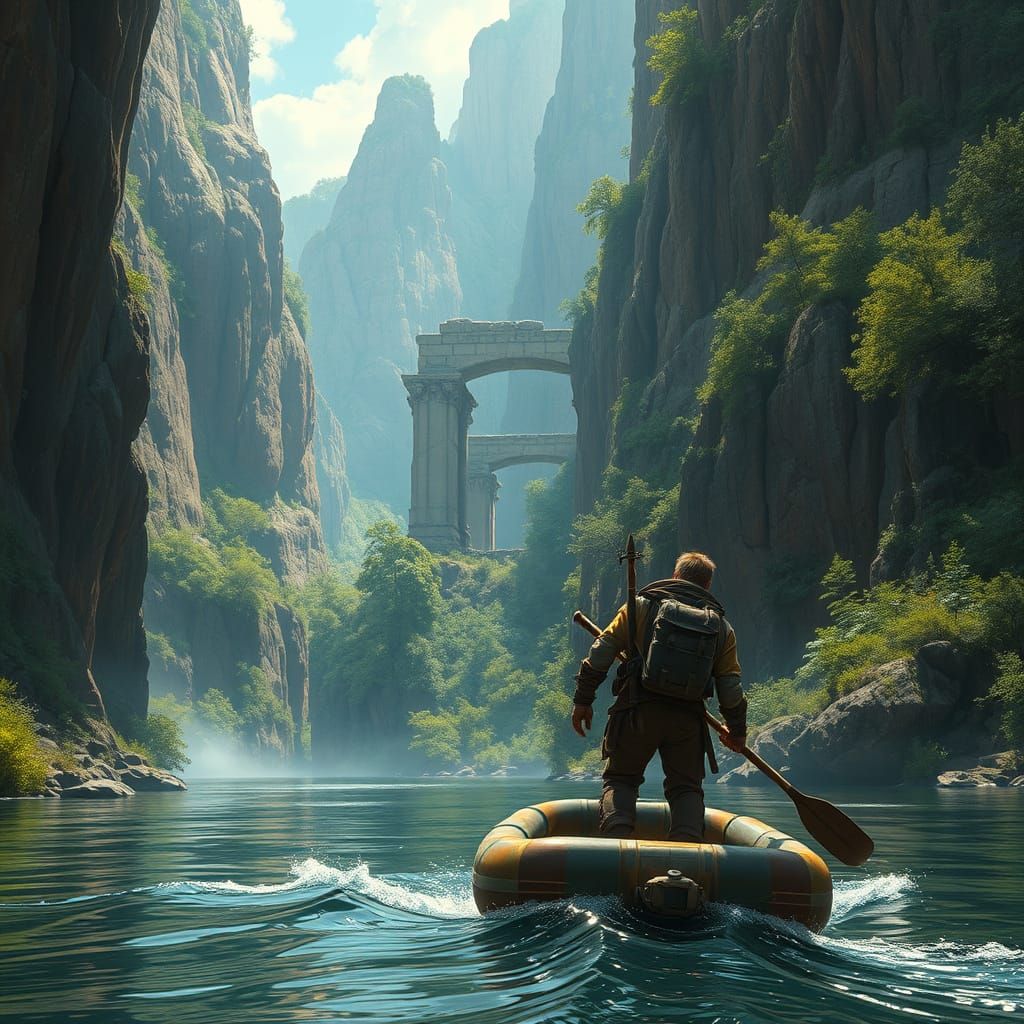 Adventurer Rafts to Ruins: Digital Matte Painting