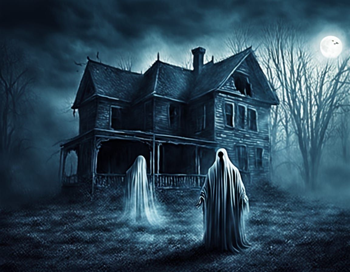 Eerie Ghostly Encounter in Dark Atmosphere