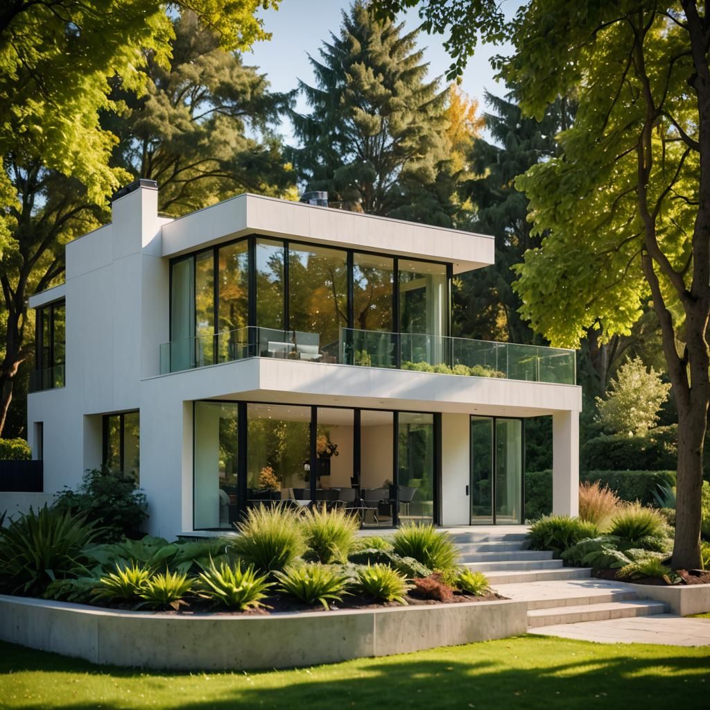 Modern House in Serene Landscape: Architectural Photography