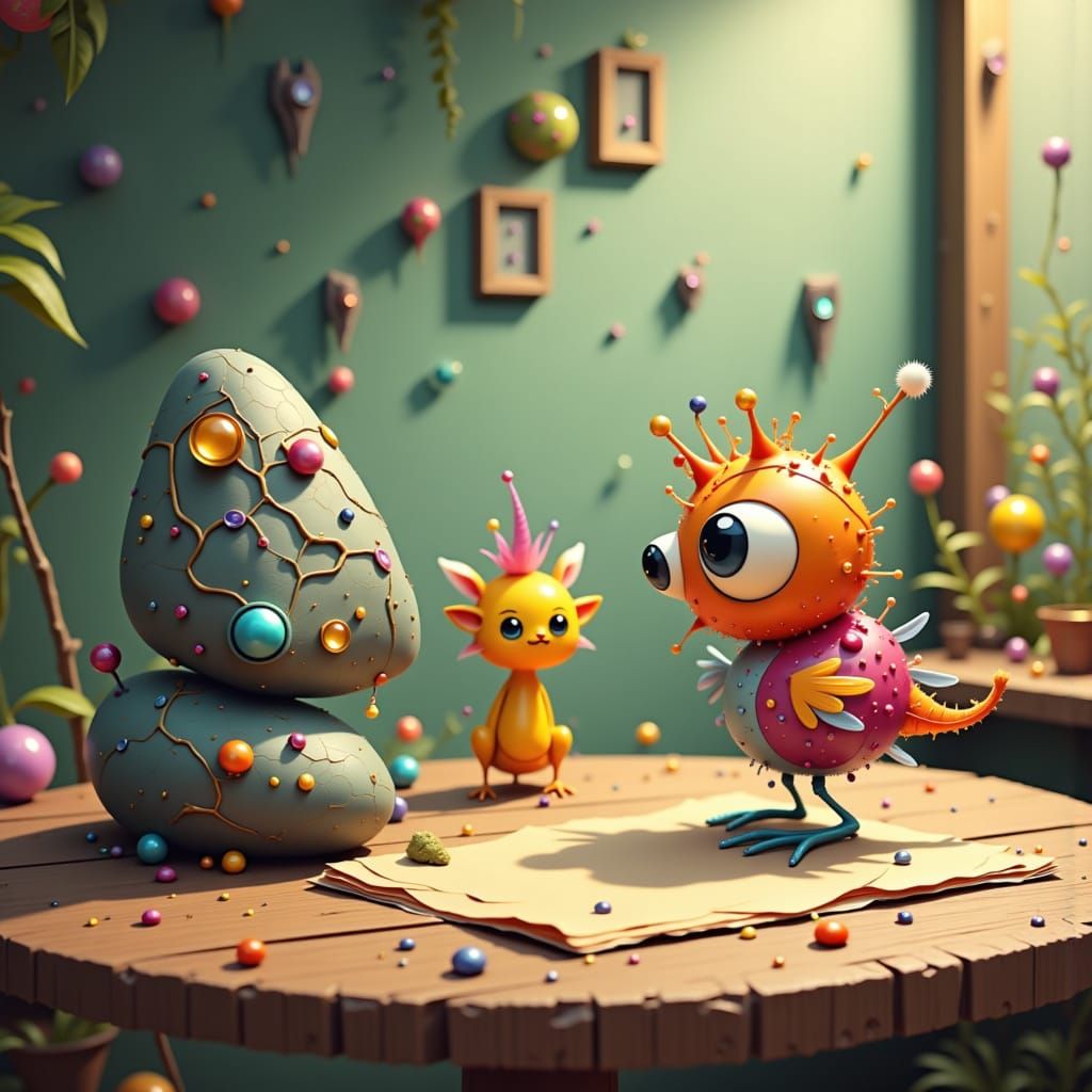 Rock, Paper, Scissors Enjoy Drinks in Whimsical Lighting