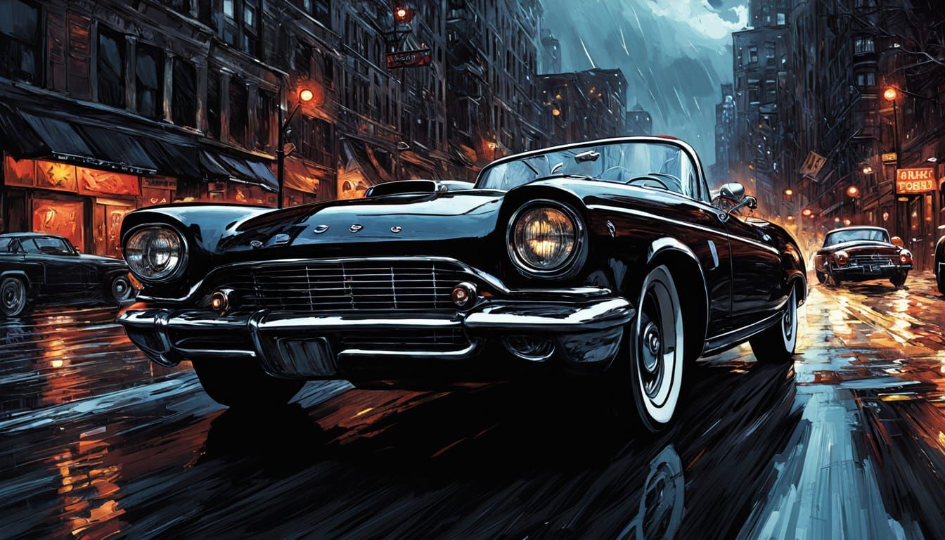 Gangsters' High-Speed Getaway in Chicago: Comic Book Art