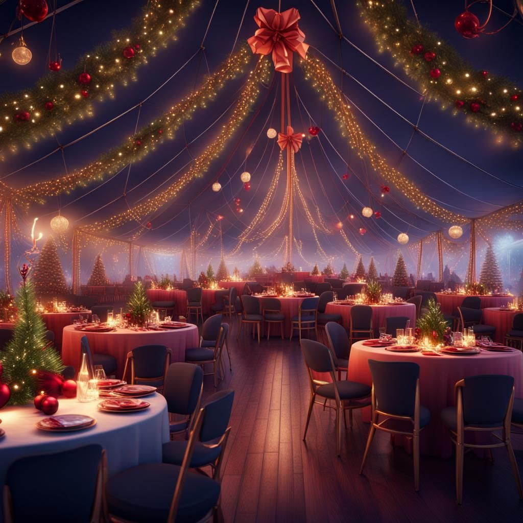 Christmas Party in Romantic Tent: Fantasy Concept Art
