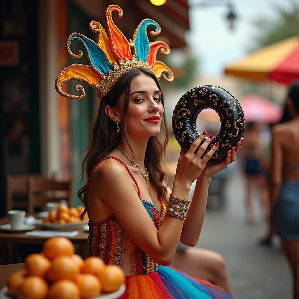 Colorful Carnival Costume Portrait in Afro-Colombian Style