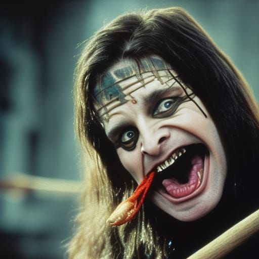 Cinematic Ozzy Osbourne Biting a Bat