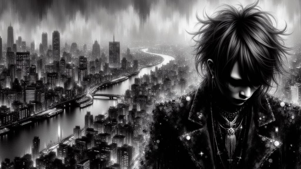 Surreal Visual Kei Figure Listens Intently