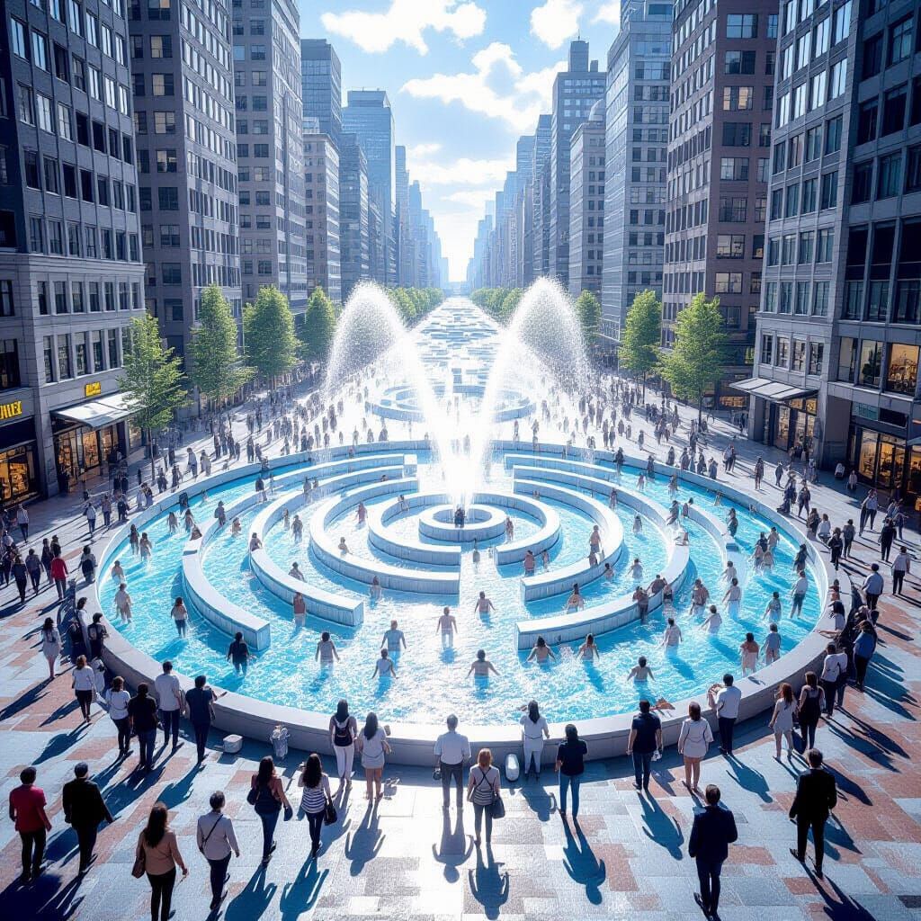 Maze-shaped fountain