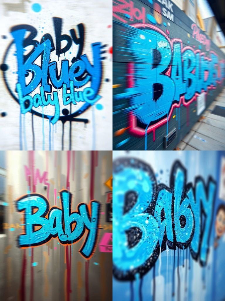 Vibrant Blue Graffiti Art in Stipple Style