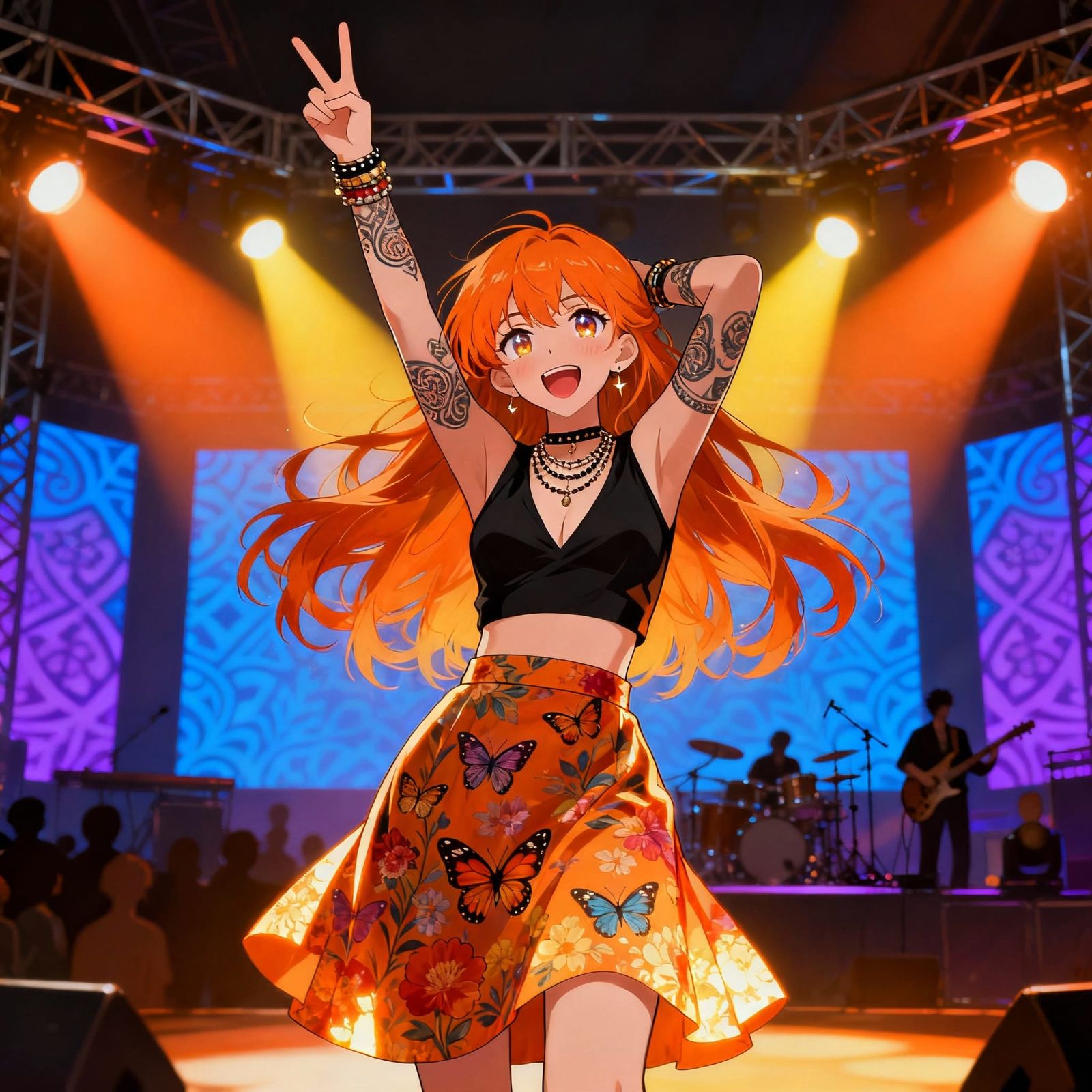 Energetic Pop Star Sings Under Stage Lights