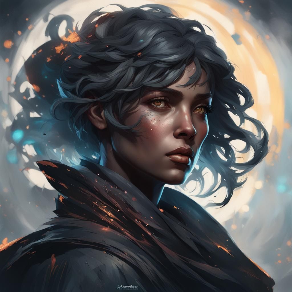 Ethereal Portrait in Dark Mist, Hyperdetailed Art