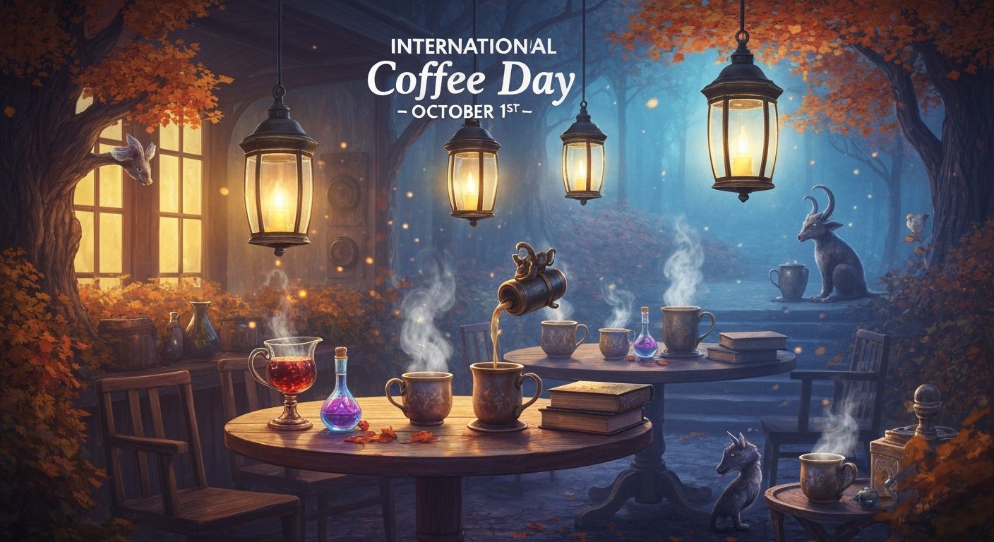 Magic Night Cafe Poster for International Coffee Day