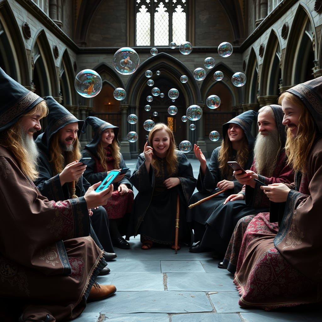 Wizards React to AI Images in Hogwarts Courtyard