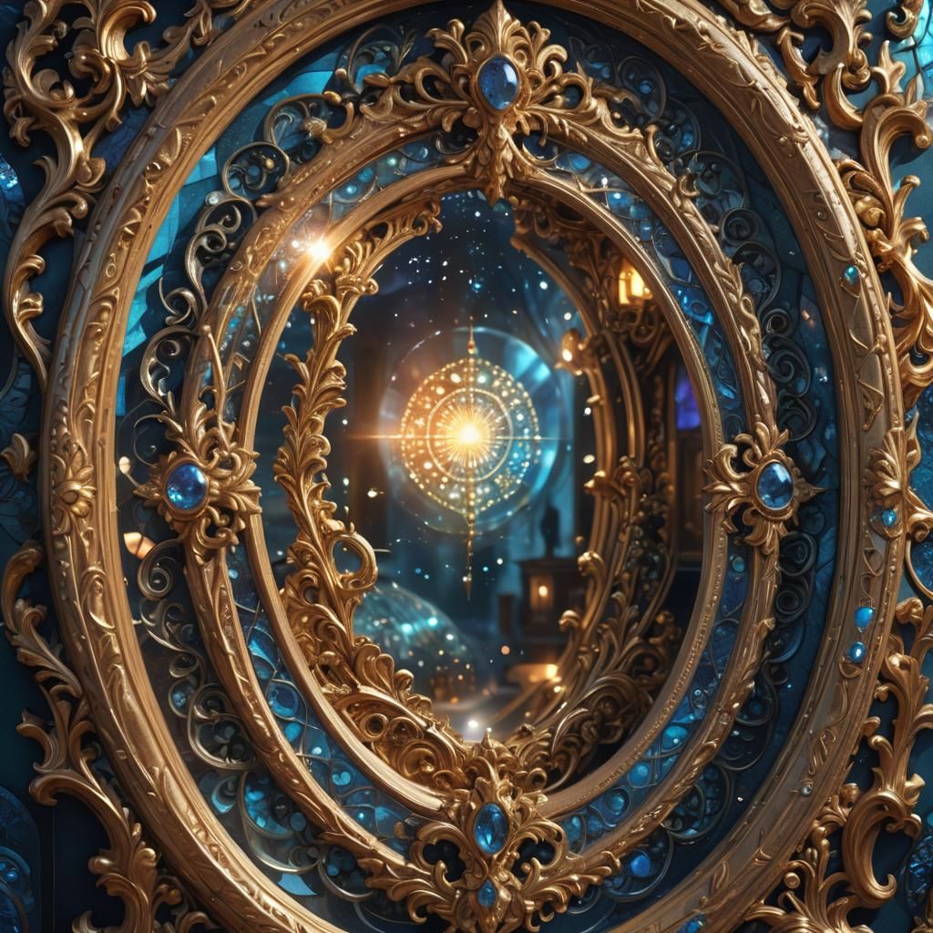 Enchanted Mirror Reflects Magical Realms: Fantasy Art