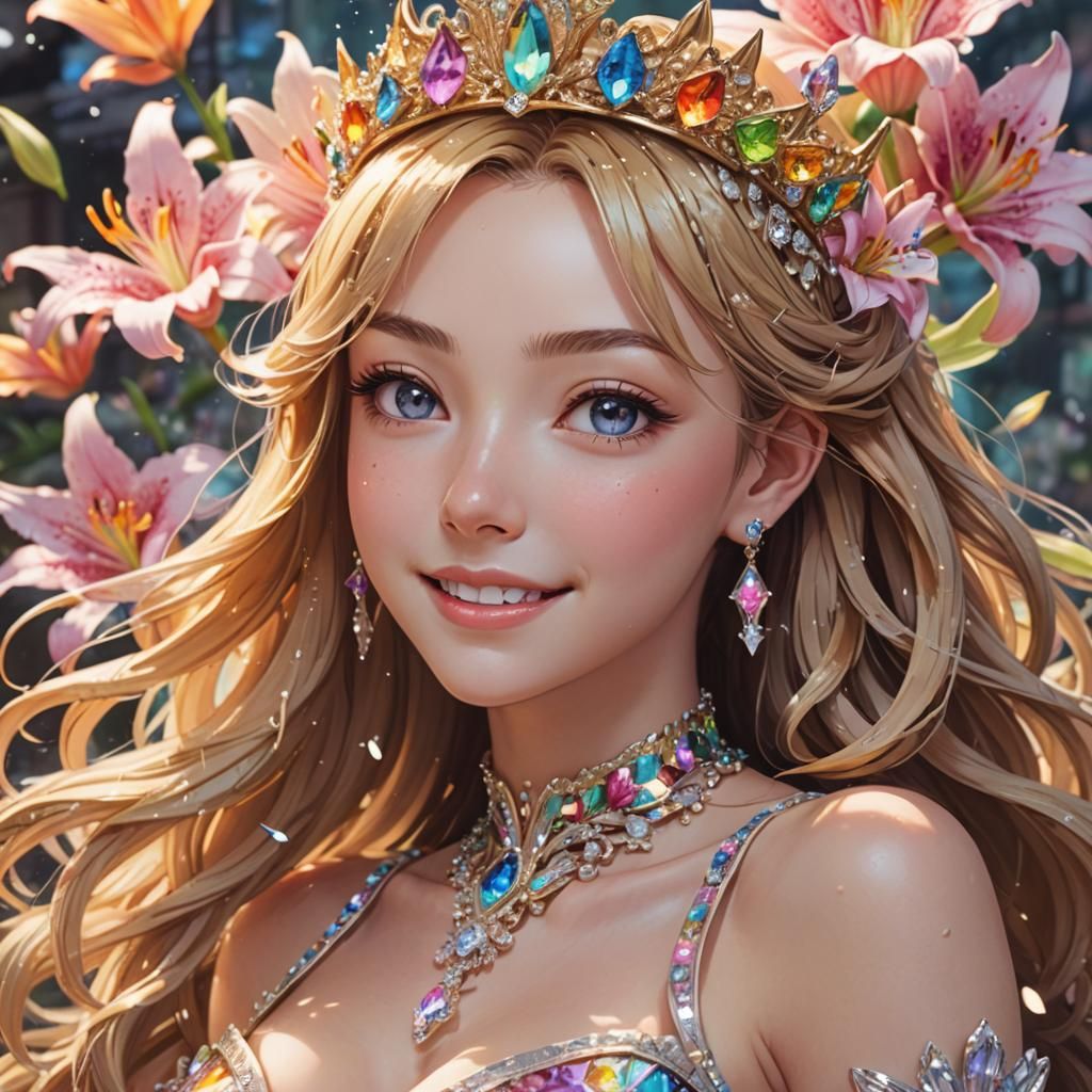 Anime Lily Princess with Jewel Tiara