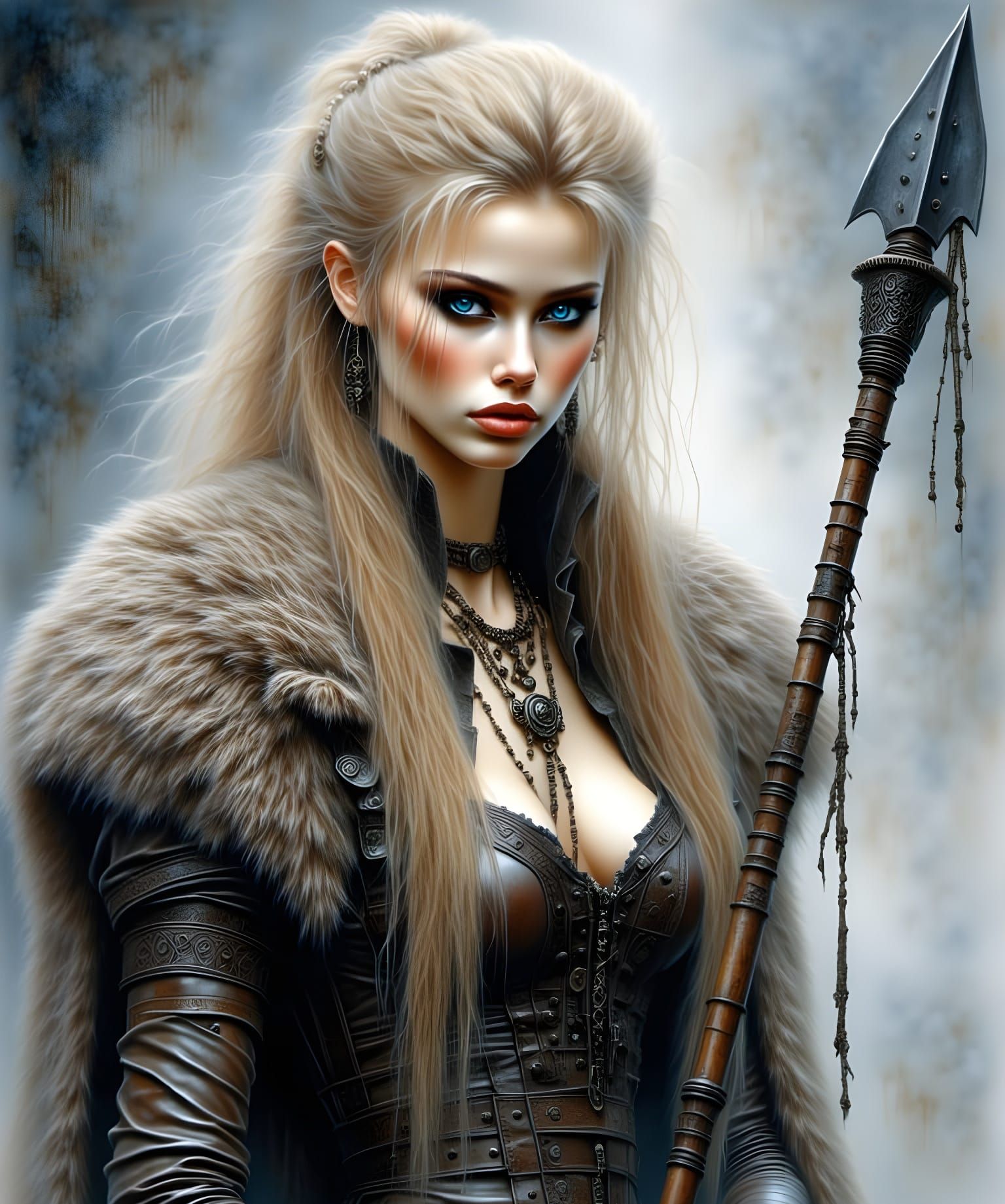 Ethereal Norse Goddess in Majestic Snowstorm