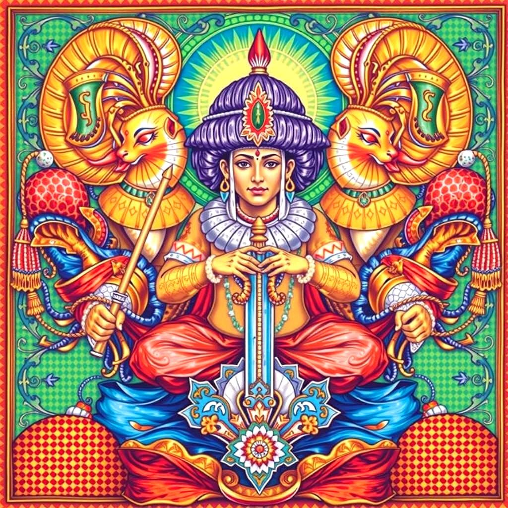 Tutankhamun, Harlequin, Geisha, and Krishna