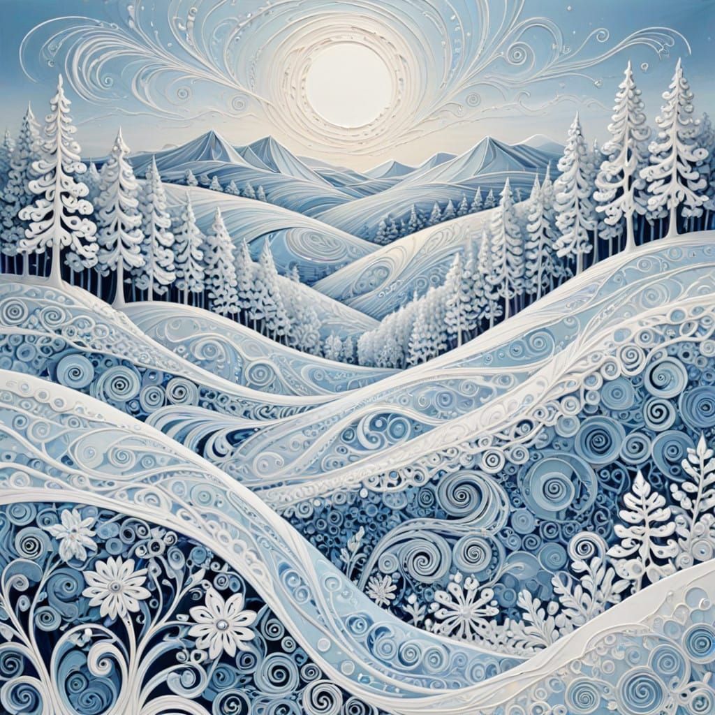 Whimsical Winter Zentangle in Soft Pastels