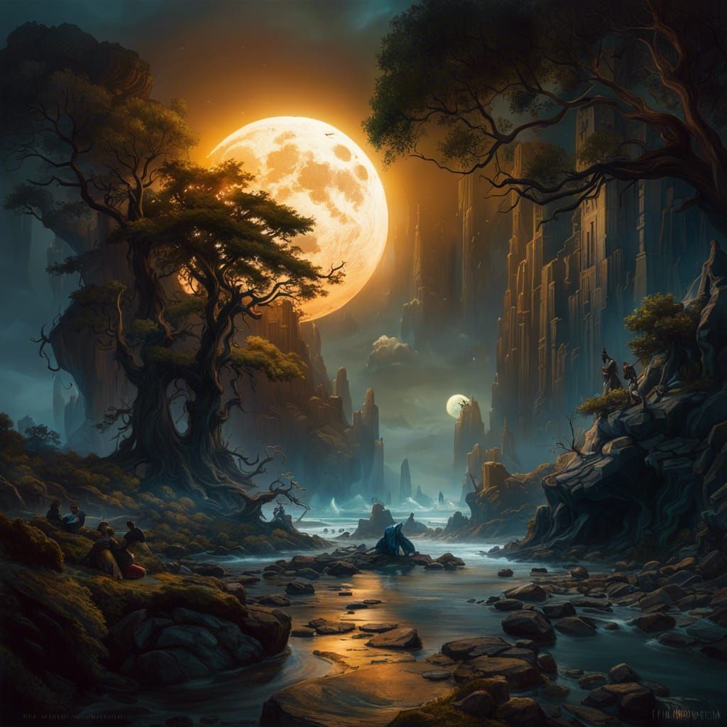 Earth Moon Collision: Epic Fantasy Digital Illustration