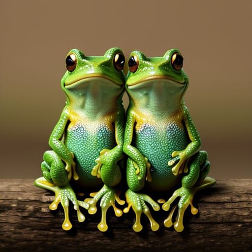 Double Frog Portrait in Realistic Style
