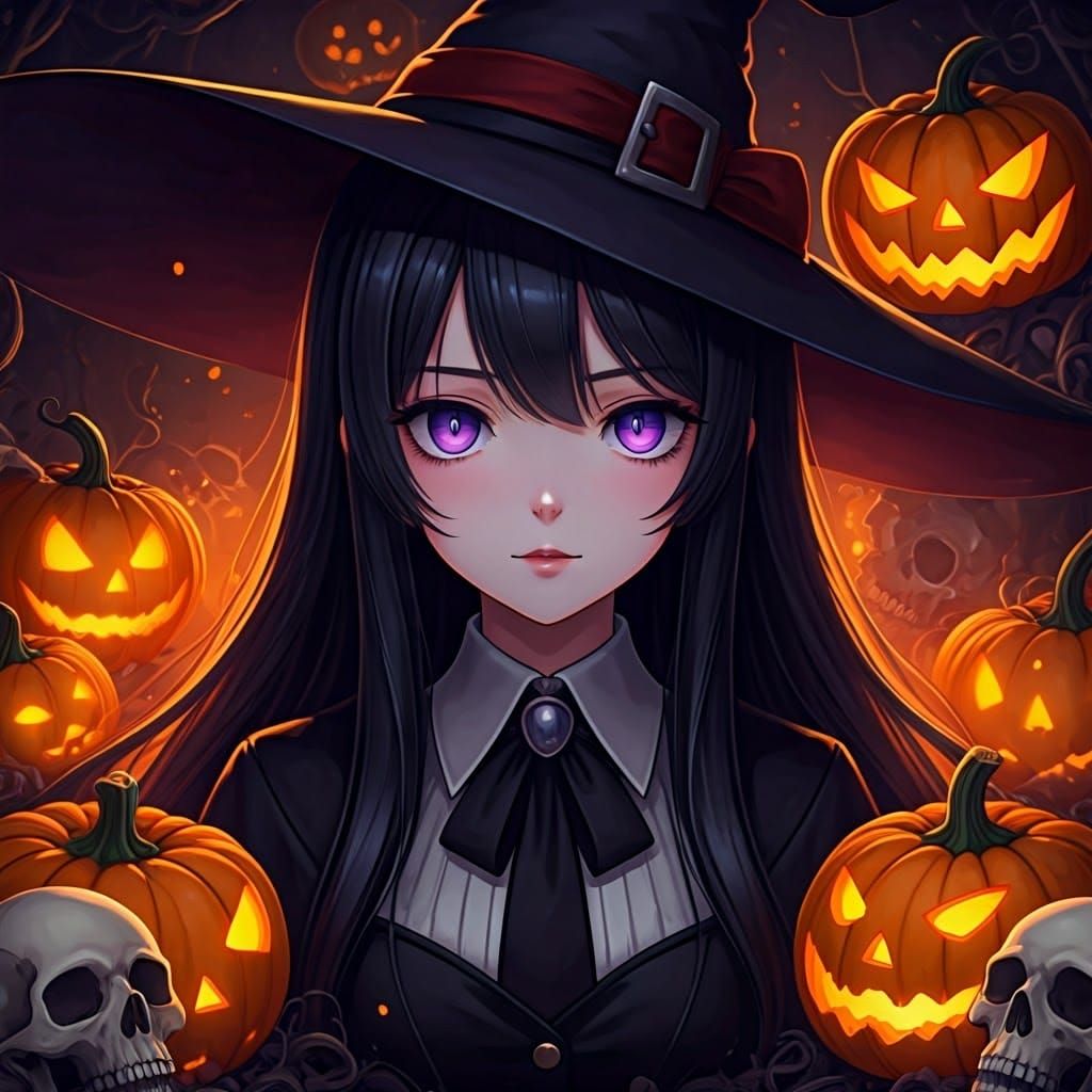Gothic witch anime girl, halloween 🎃