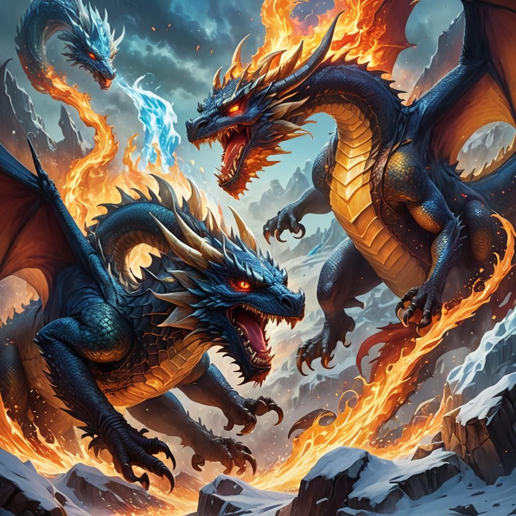 Epic Dragon Battle: Farmer vs Dairy Queen in Anime Style