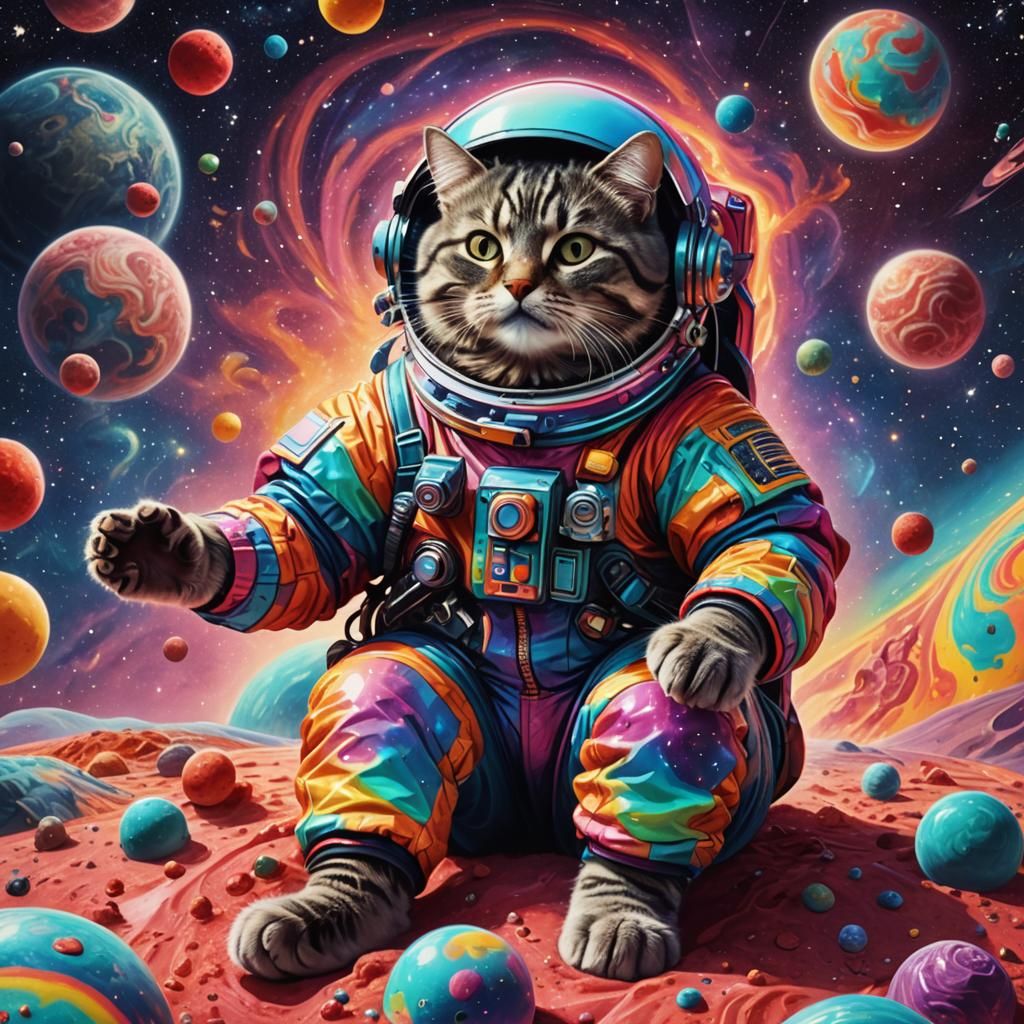Cat in Spacesuit on Kool-Aid Planet