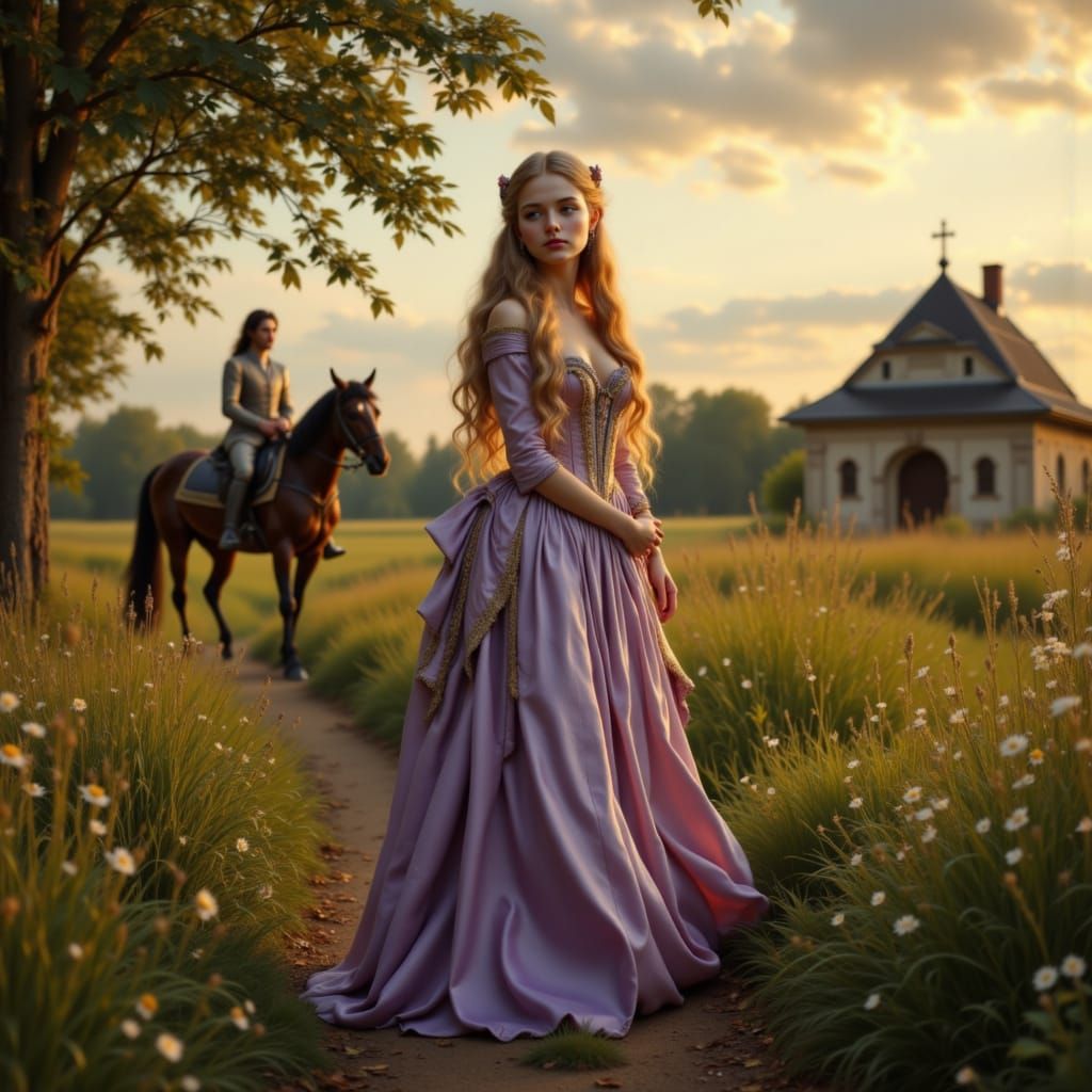 Baroque Portrait of Anne de Breuil in Violet Attire