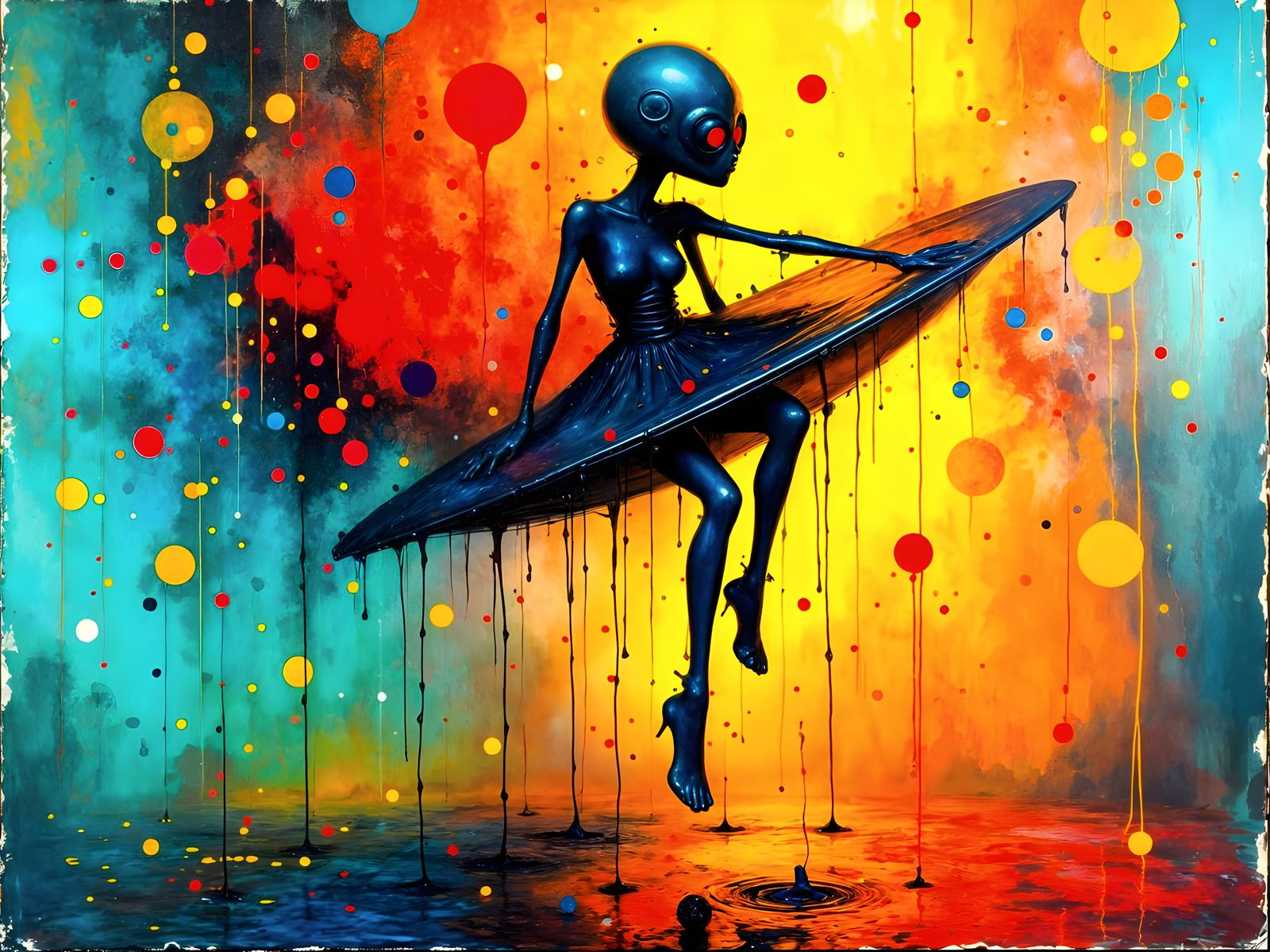 Hyper-Realistic Portrait in Neon Hues and Geometric Patterns