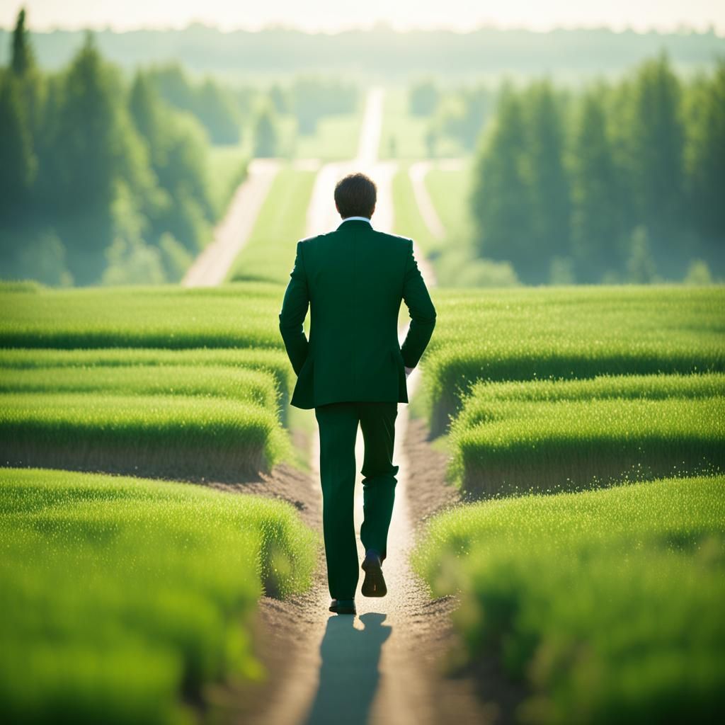 Manager Walking Through Landscape: Professional Photography