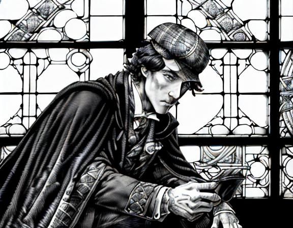 Sherlock Holmes Crime Scene, Ink Sketch Style