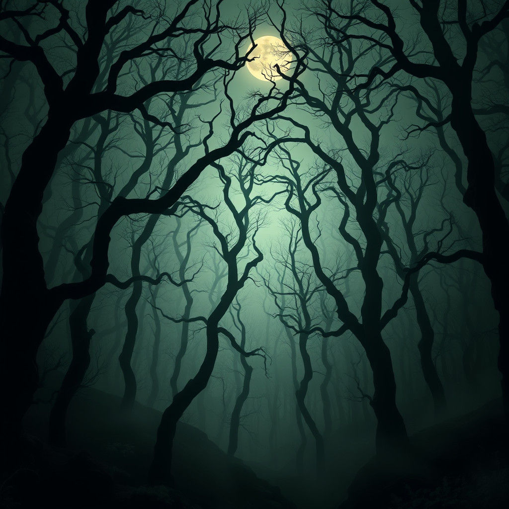 Eerie Moonlit Forest: A Mystical Dreamscape