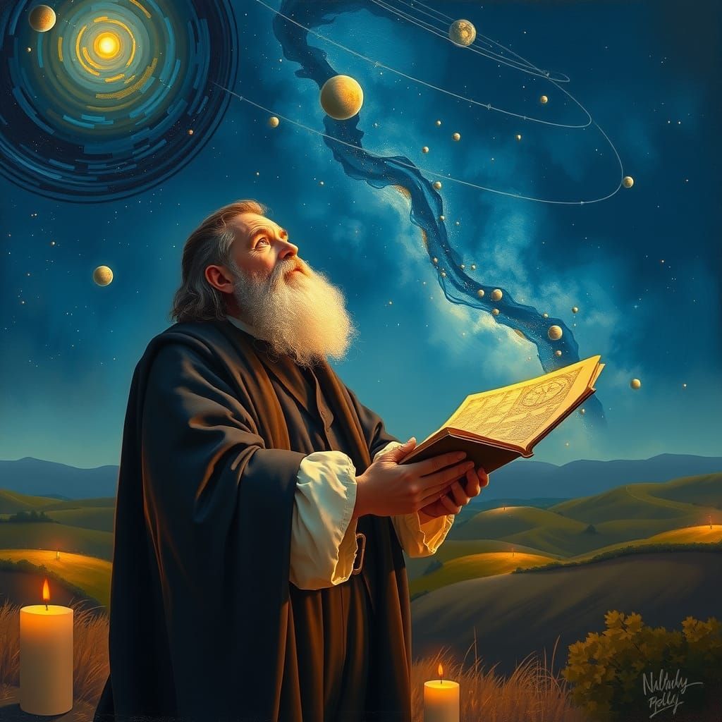 Galileo's Starry Discovery in Oil Painting Style