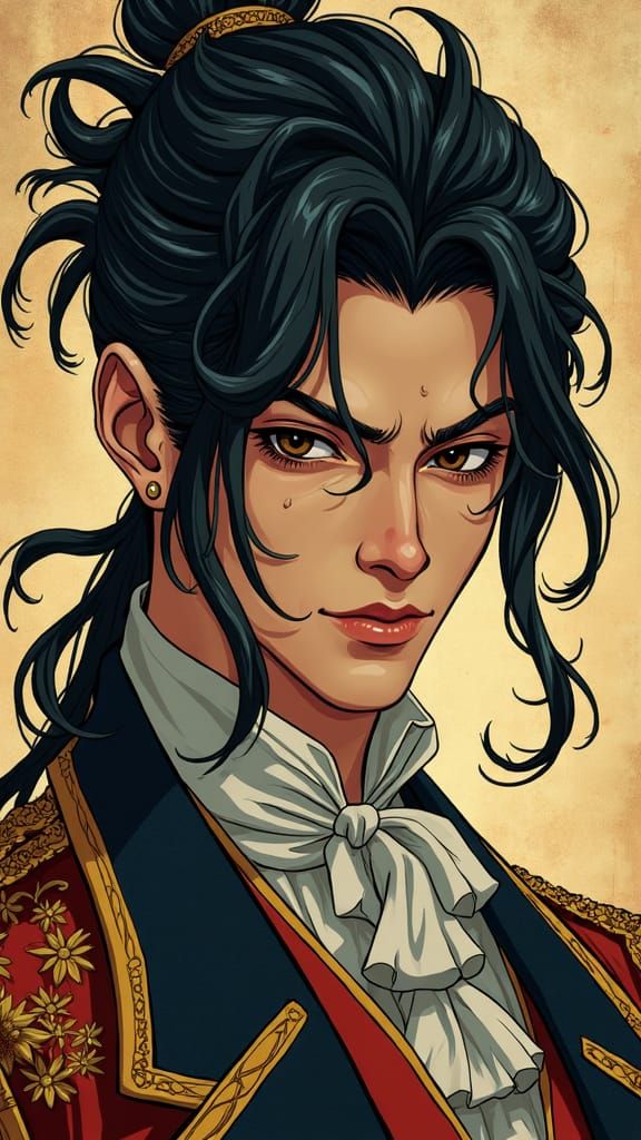 Aristocratic Man with Menacing Smile in Manga Art