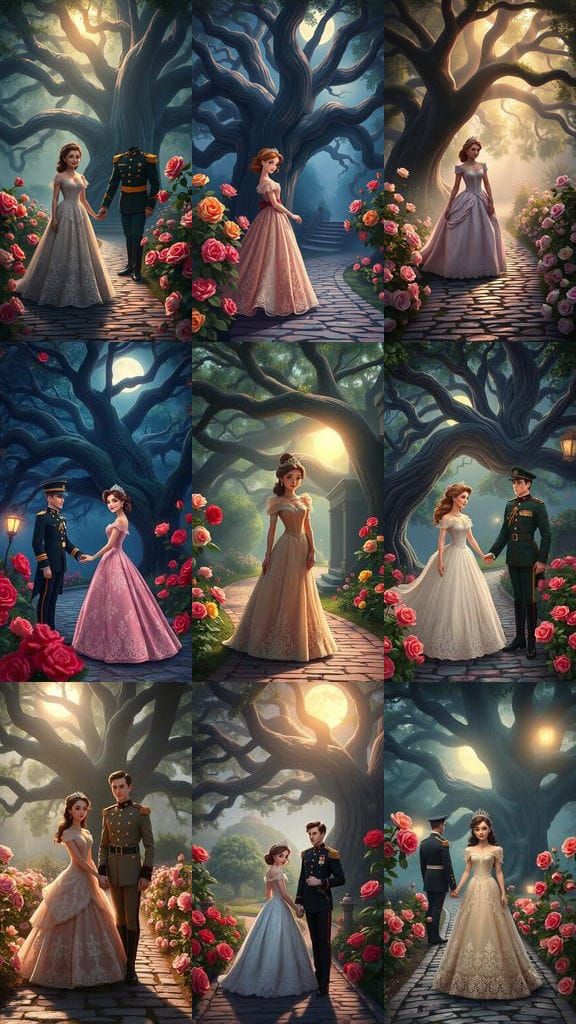 Romantic Secret Palace Scene in Vintage Disney Pixar Style