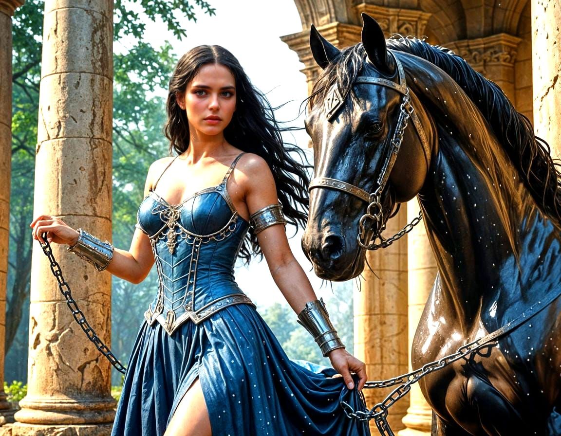 Bound Beauty in a Haunting Scene, Inspired by Dark Fantasy A...