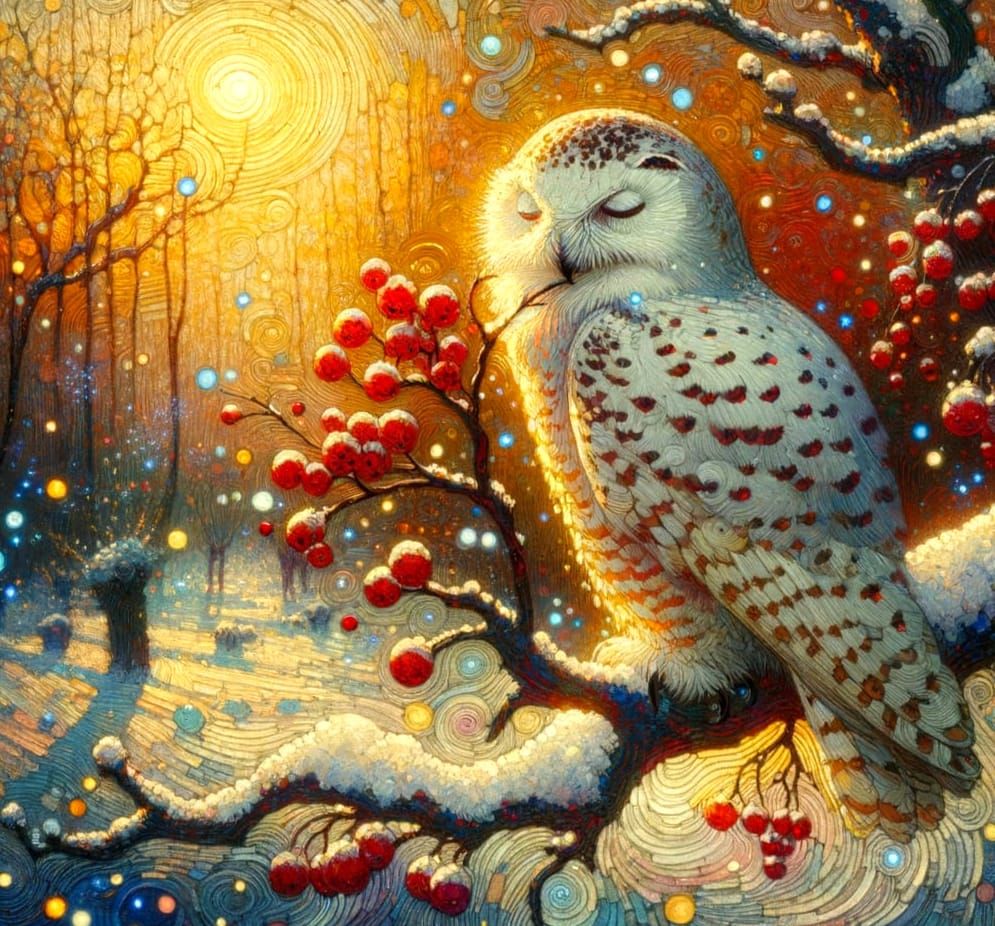 Serene Snowy Owl in Dawn's Soft Light