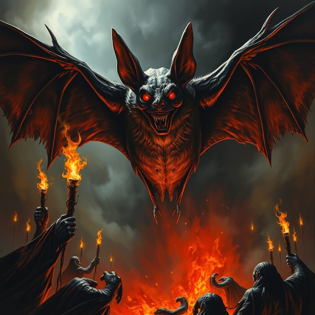 Gothic Bat Emerges from Hell in Dark, Ominous Style