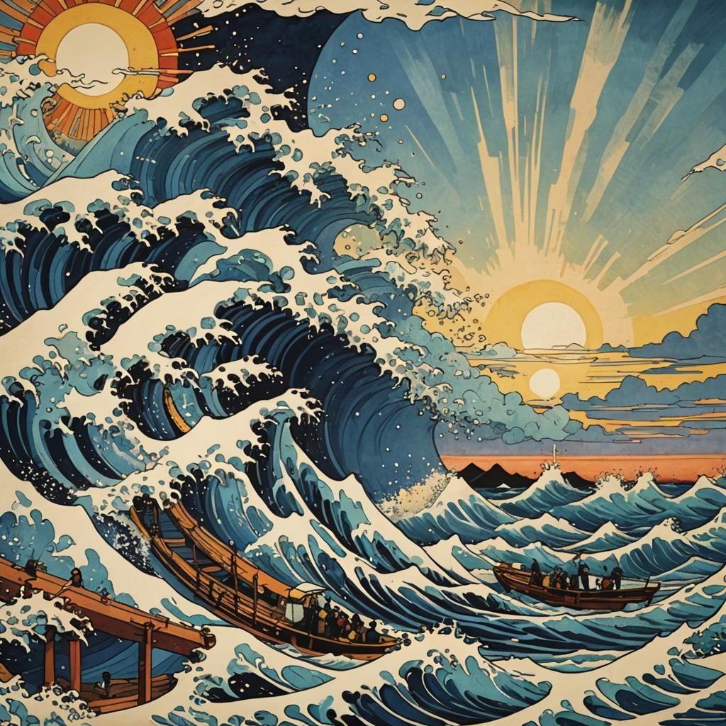 Pipeline Wave Inspired by Hokusai and Kandinsky