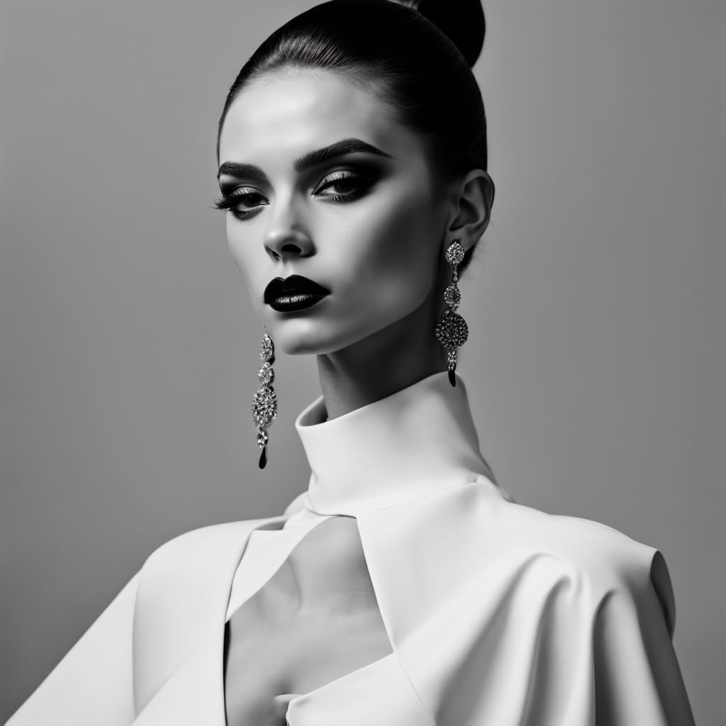 Elegant Woman in Avant-Garde Black Gown