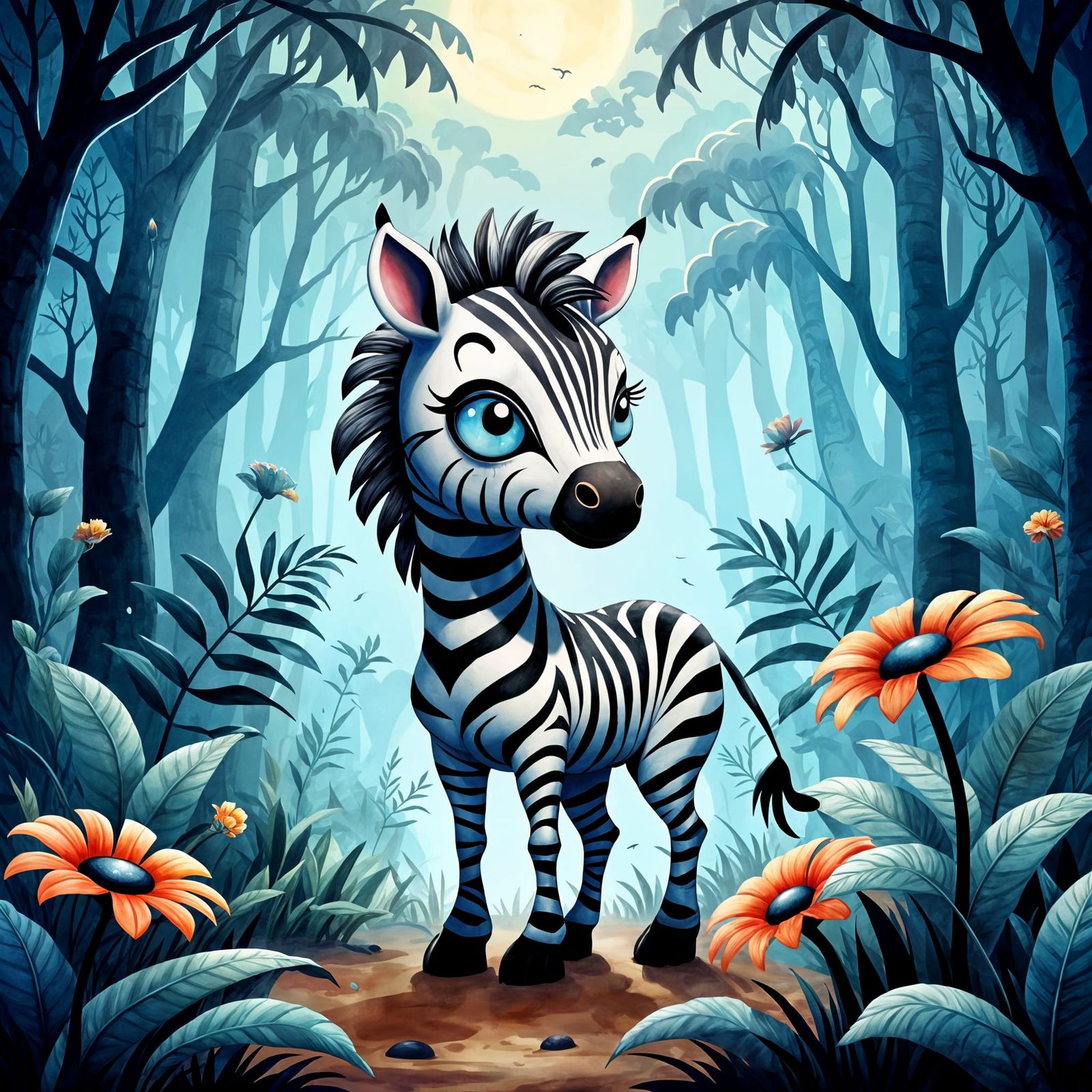 Ethereal Zebra in Tropical Dreamscape