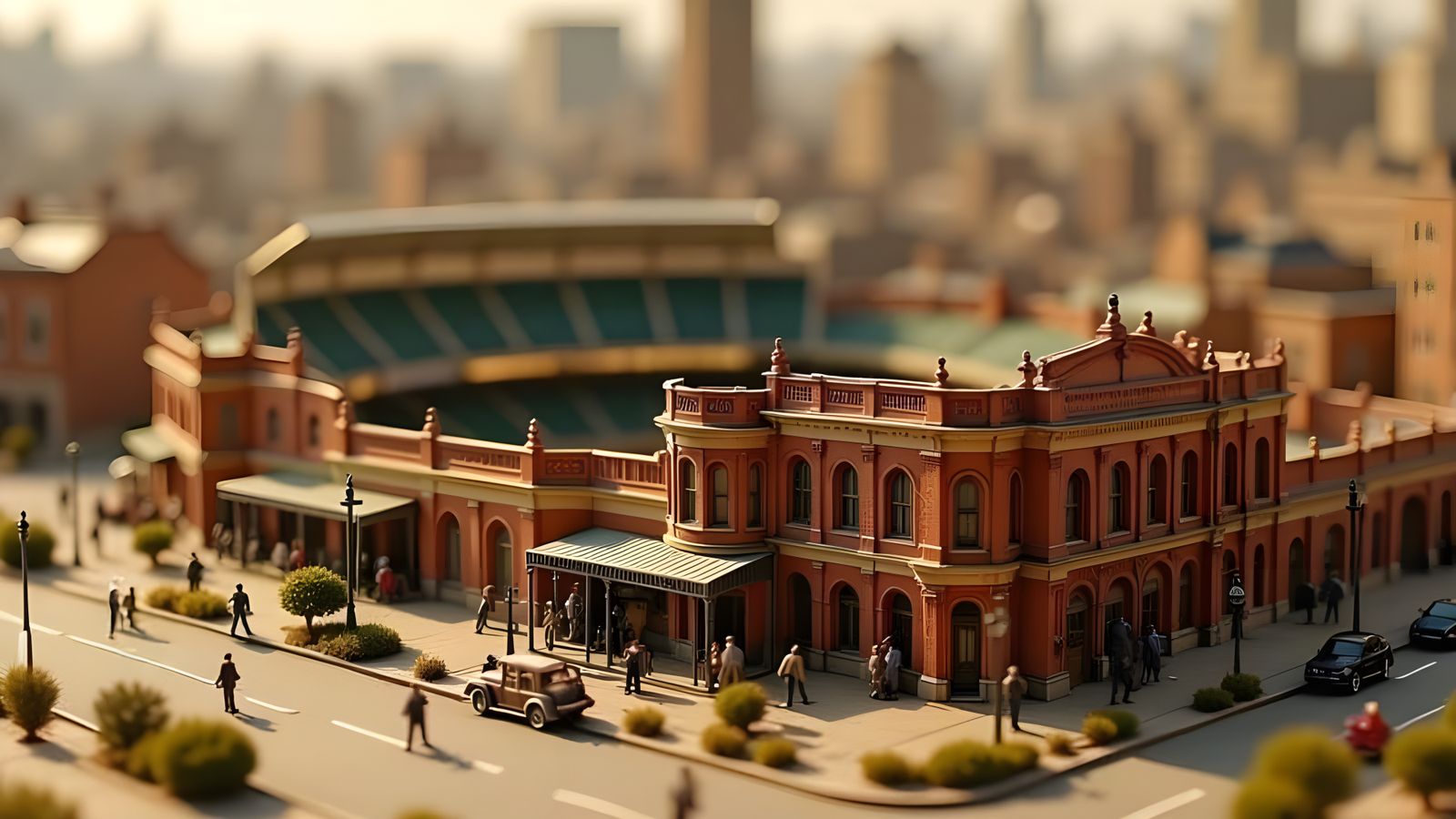 Miniature 1920s Yankees Stadium Replica with Tilt-Shift