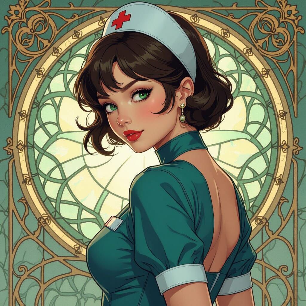 Cosplay Nurse in Elegant Digital Art Style