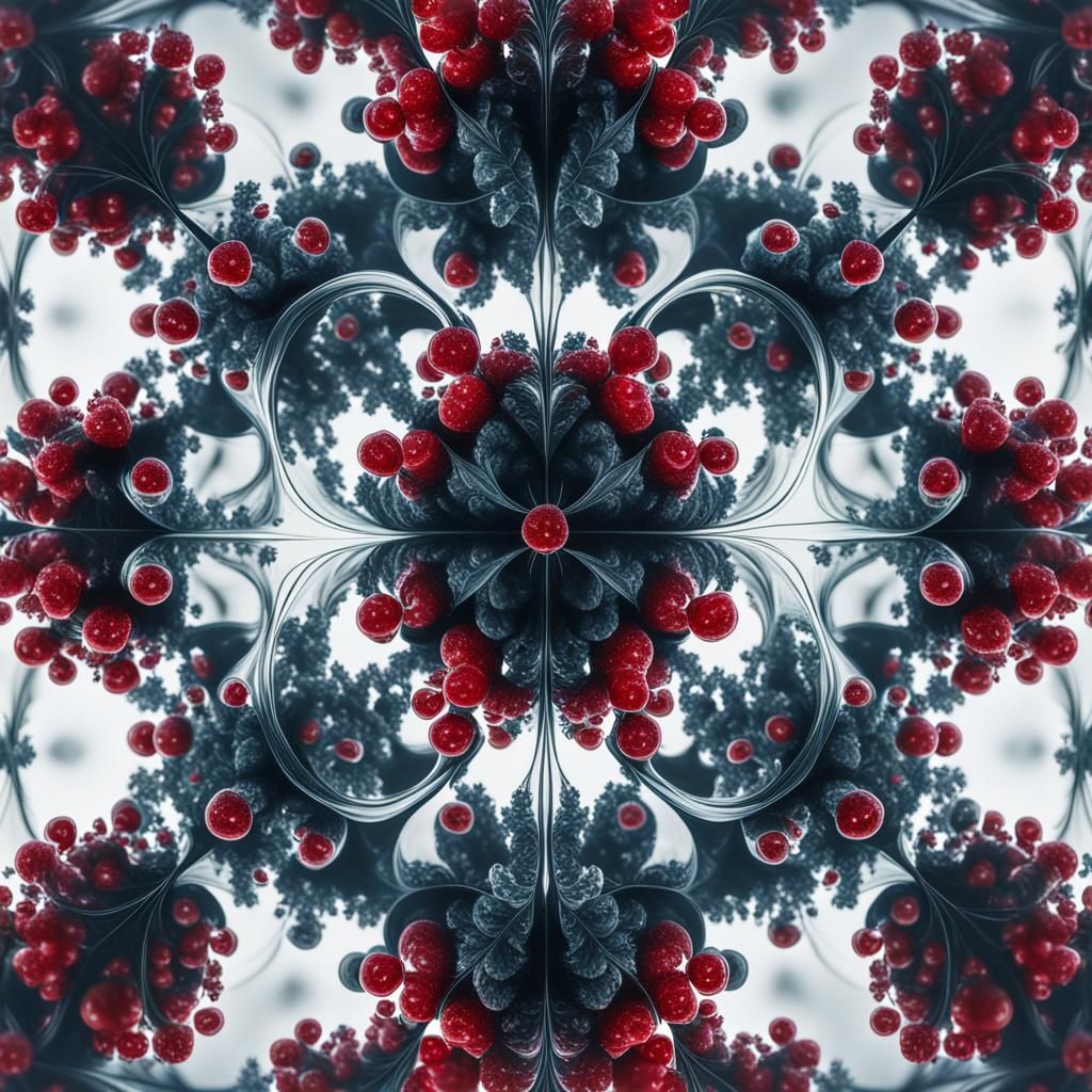 Vibrant Cherry Blooms in Double Exposure Fractal